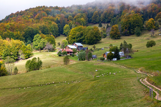 Entremont, Fance 10-13-21. Old farm in mountain in French Alps at Granges de Joigny.