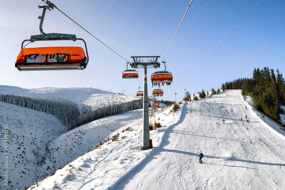 Wall mural Station of ropeway in resort Jasna in Low Tatras mountains, Slovakia