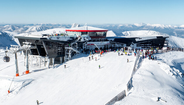 Ski resort Jasna top cable car station in Low Tatras Slovakia winter tourism