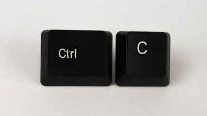 Ctrl c shortcut text created with keyboard keys, isolated on white background, computer terminology