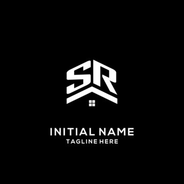 Initial SR logo with abstract home roof, simple and clean real estate logo design