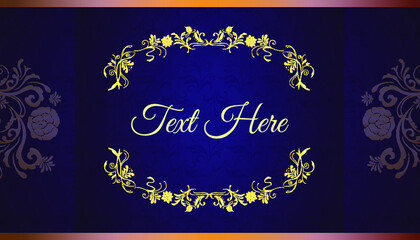 Vector floral gothic vintage dark blue background