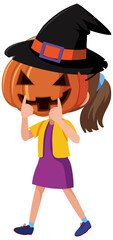 A girl with halloween jack o lantern