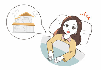 地震の揺れで目が覚める　女性