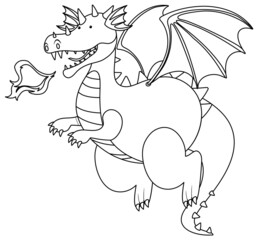 Dragon black and white doodle character