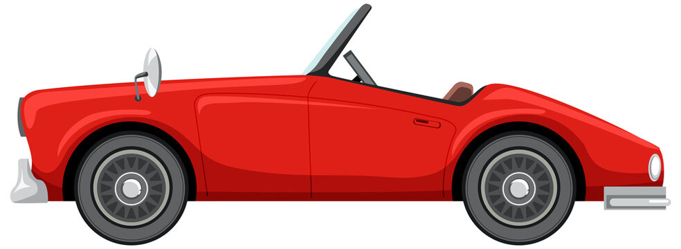 Classic red car in cartoon style