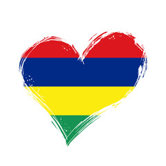 Mauritius flag heart-shaped grunge background. Vector illustration.