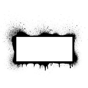 Grunge graffite black spray stencil in rectangle shape frame.