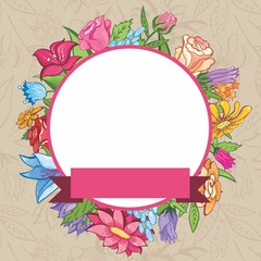 Vector vintage flower frame