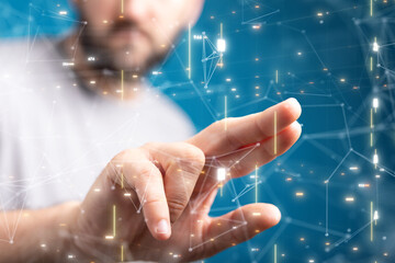 Abstract network of physical devices on the Internet using a network connection with statistics...