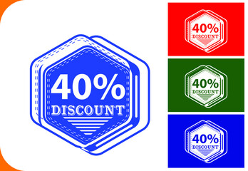 40 percent off new offer logo and icon design template