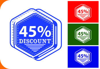 45 percent off new offer logo and icon design template
