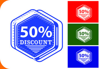 50 percent off new offer logo and icon design template