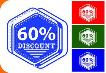 60 percent off new offer logo and icon design template