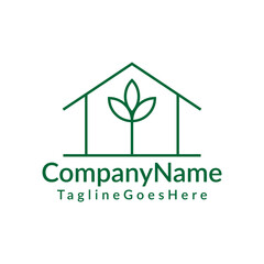 house with plant logo design