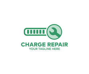 Charging Battery repair service logo design. Starts recharging electric energy vector design and illustration.