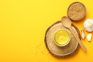 Concept of tasty food with sauce, space for text