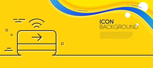 Obraz na płótnie Canvas Contactless payment line icon. Abstract yellow background. Credit card sign. Finance symbol. Minimal contactless payment line icon. Wave banner concept. Vector