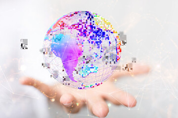 Big data and artificial intelligence concept. Machine learning and cyber mind domination