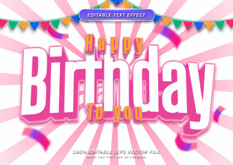Happy birthday text editable effect. banner and poster design.