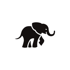 ロゴ、アイコンのための象のシンプルなシルエットイラスト