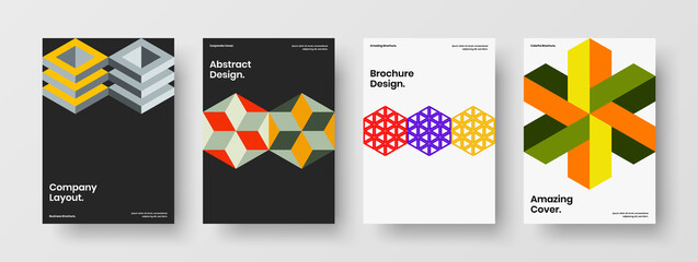 Premium geometric shapes leaflet concept bundle. Clean poster design vector illustration collection.