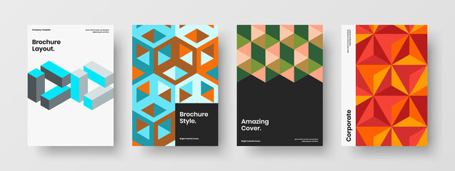 Original annual report vector design illustration collection. Clean geometric shapes book cover template bundle.