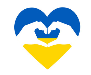 Design Ukraine Flag Heart Emblem With Hands Symbol National Europe Abstract Vector illustration