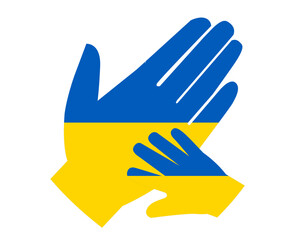 Ukraine National Europe Emblem Flag Hands Abstract Symbol Vector illustration Design