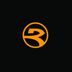 letter R logo with orange color. look stong and memorable.