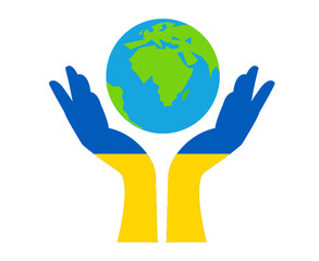 Ukraine Flag Hands Emblem National Europe Abstract Symbol Vector illustration Design