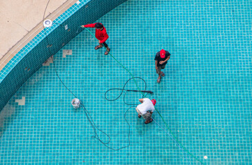 Renovation, maintenance, repair, and tiling work of a swimming pool	
