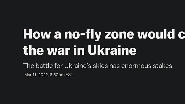 War in Ukraine, Russia Invasion  headline titles across international media in Black background