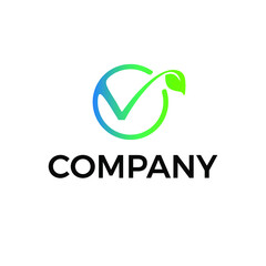 letter V or correct with leaf logo. this logo good for modern agriculture business.