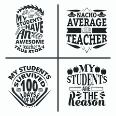 Fototapeta premium Teacher typographic quotes design bundle vector.