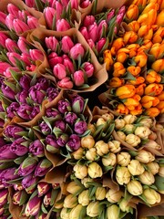 bouquets of spring colored flowers