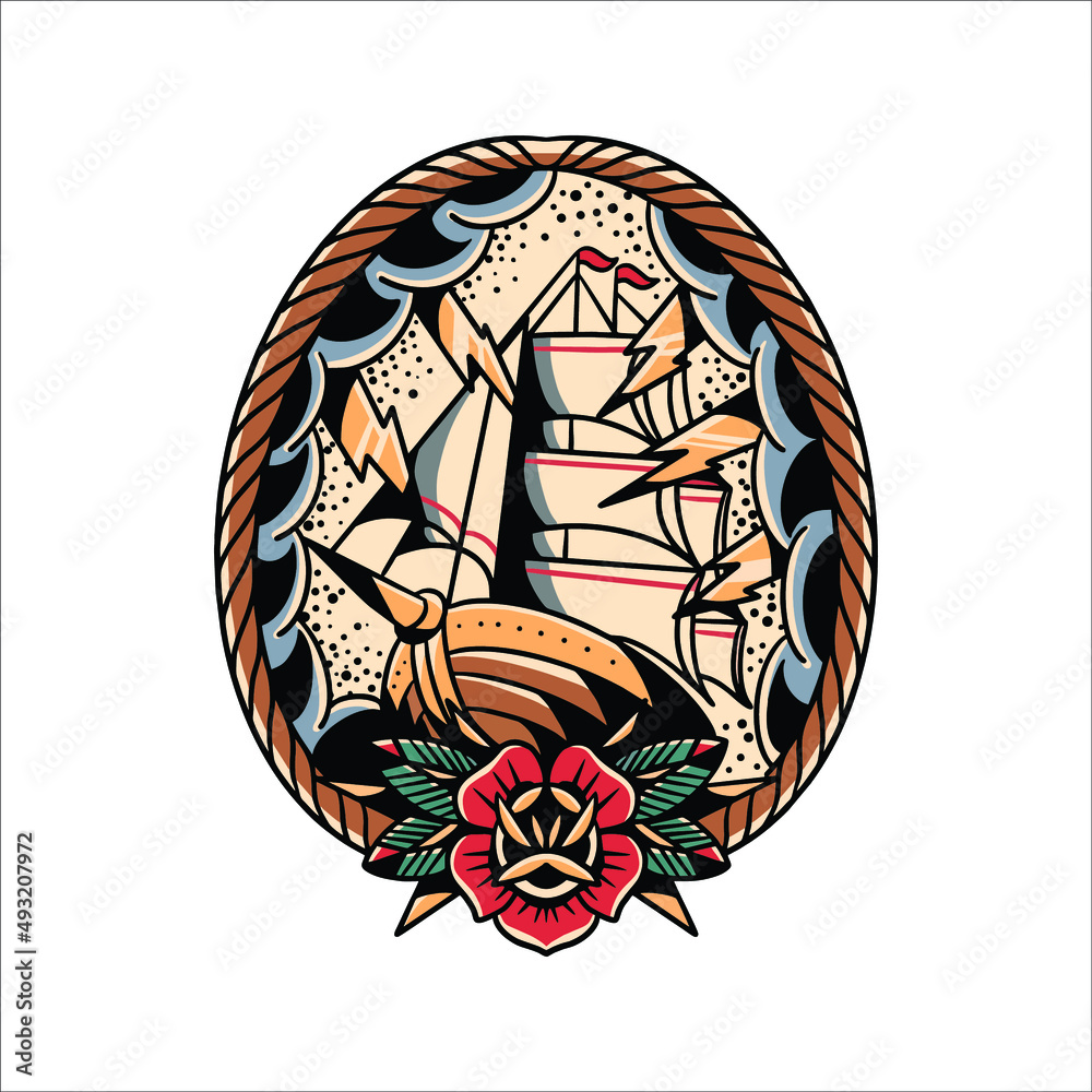 Canvas Prints the ship tattoo vector design