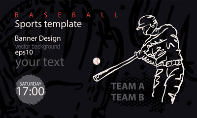 Vector design for baseball. Sports template on a black background.