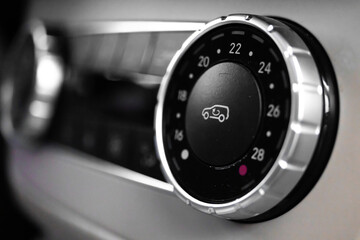 Climate control unit in the new luxury sport car close-up view
