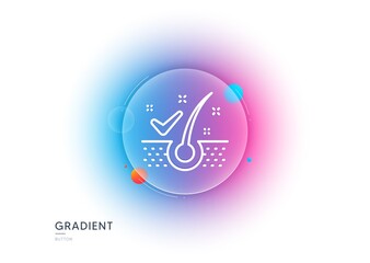 Anti-dandruff flakes line icon. Gradient blur button with glassmorphism. Dandruff shampoo sign. Clean hair symbol. Transparent glass design. Anti-dandruff flakes line icon. Vector