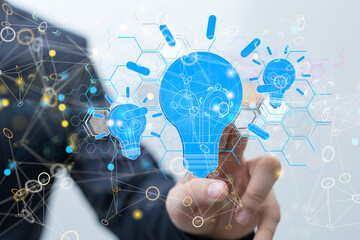 Neural network 3D illustration. Big data and cybersecurity