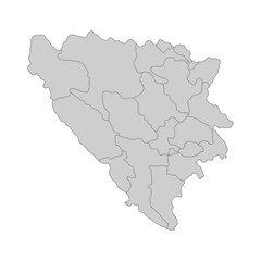 Outline political map of the Bosnia and Herzegovina. High detailed vector illustration.