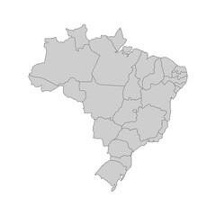 Outline political map of the Brazil. High detailed vector illustration.