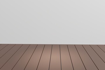 Abstract simple wooden parquet and white wall, mockup of a room and a place for text, 3d rendering