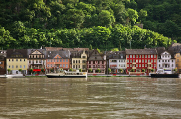 Embankment of Rhine river in Sankt Goar am Rhein. Germany