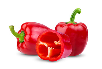 red pepper on white background. full depth of field