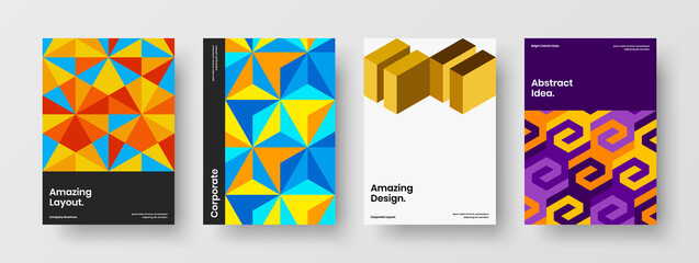 Fototapeta premium Simple presentation A4 design vector layout collection. Trendy geometric pattern journal cover concept composition.