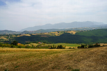 Country landscape in Avellino province, Campania, Italy, at summer
