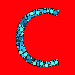 Letter C. Vector abstract alphabet design. Letter fill with the round shapes. eps 10