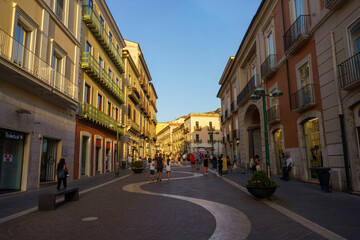 Fototapeta na wymiar Benevento: the main street with people walking